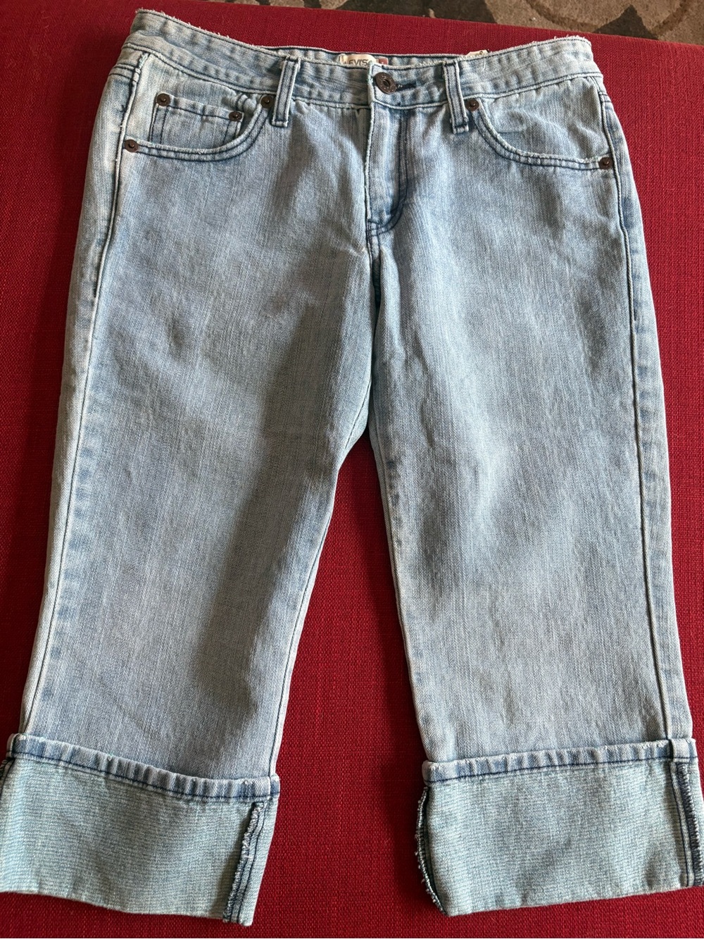 Levi's Light Blue Cuffed Cropped Jeans